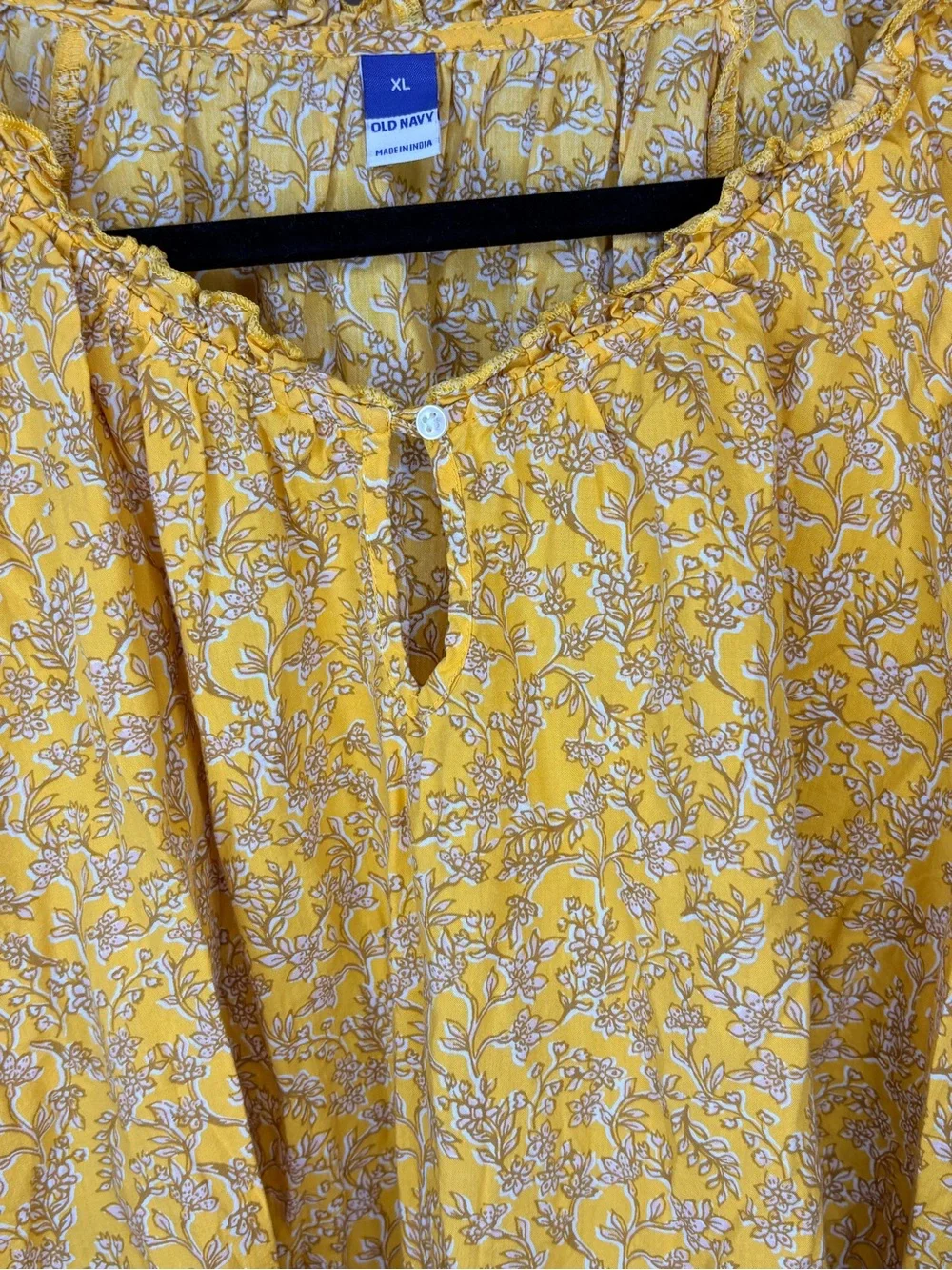 Old Navy Yellow Floral Peasant Blouse Size XL